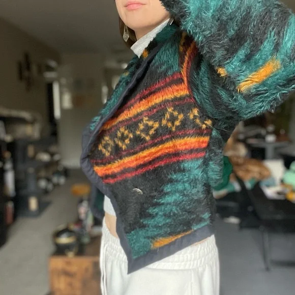 Vintage western fuzzy sweater / blazer - Picture 3 of 6